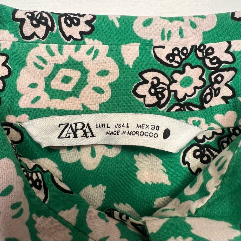 Zara Green Patterned Women Shorts - Picture 3 of 16